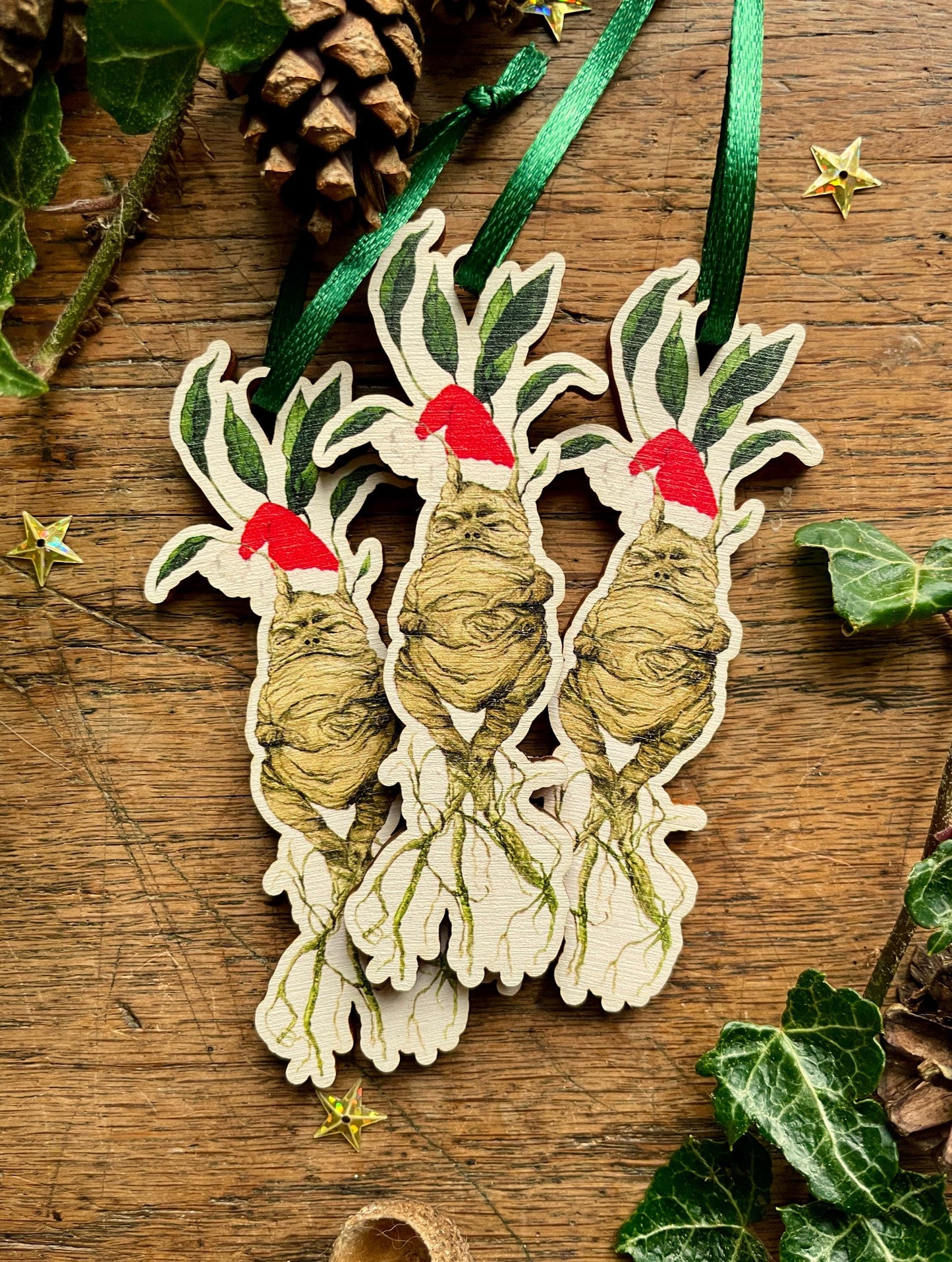 Magical Mandrake Festive Wooden Christmas Decoration