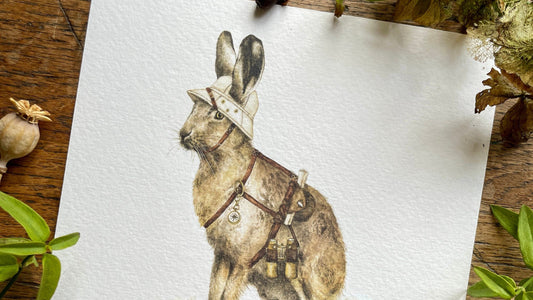 The Explorer Whimsical Animal Square Watercolour Art Print