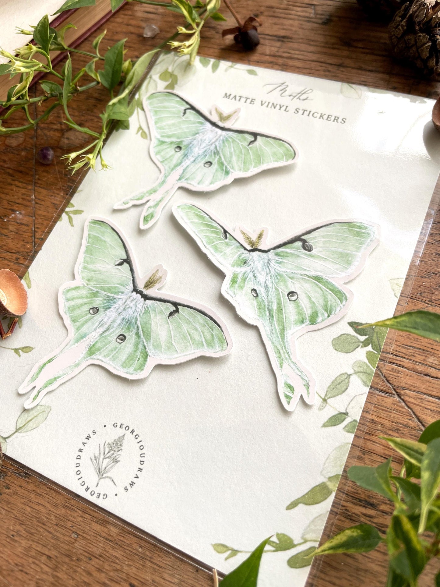 Luna Moths Matt Vinyl Nature Sticker Set