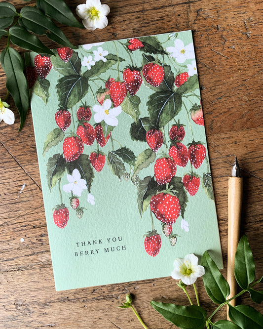 Thank you Berry Much Botanical Watercolour Greetings Card