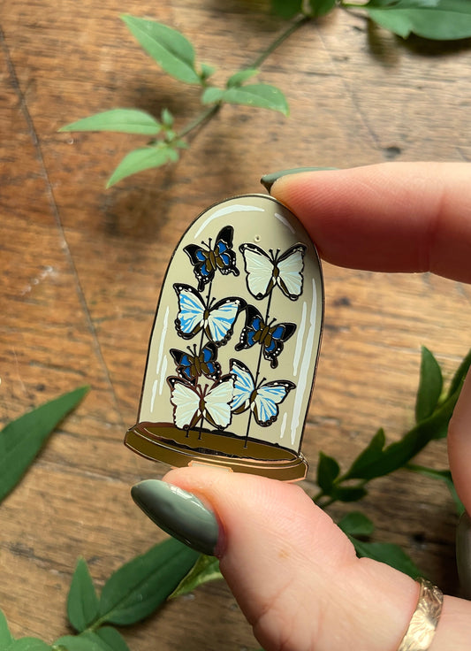 SECONDS PIN Butterfly Dome Enamel Pin Badge | Entomology Taxidermy Art
