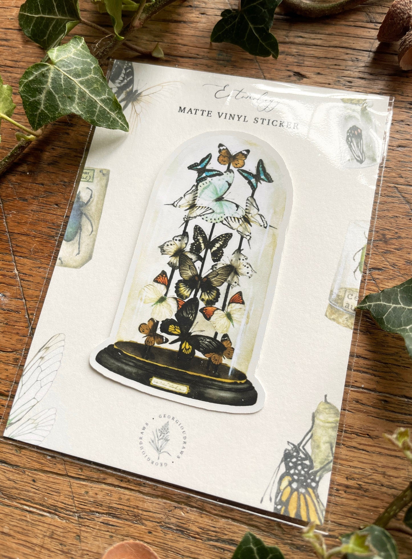 Butterfly Dome Matt Vinyl Sticker | Curious Nature Oddites Art