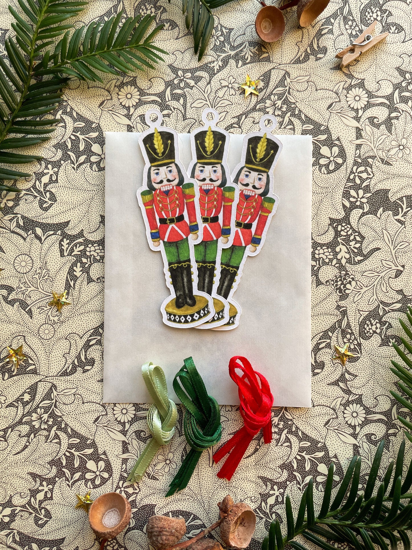 Festive Nutcracker Watercolour Cut Out Christmas Tag set