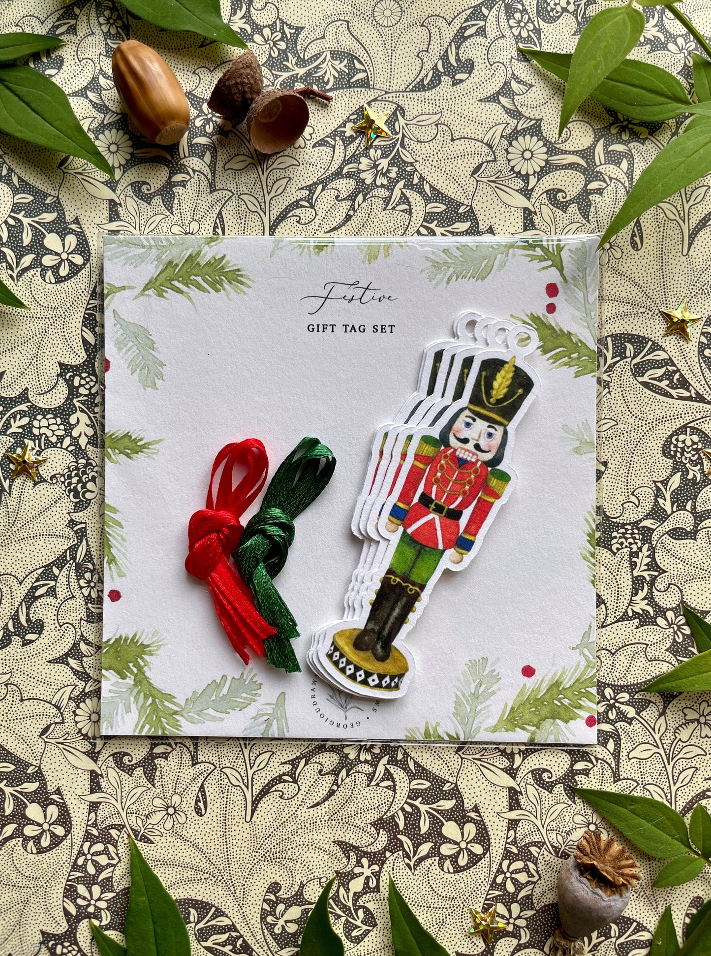 Festive Nutcracker Watercolour Cut Out Christmas Tag set