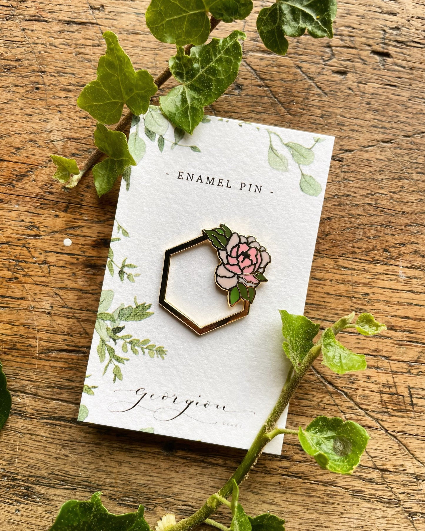 Geometric Peony SECONDS PIN | Floral Botanical Enamel Pin
