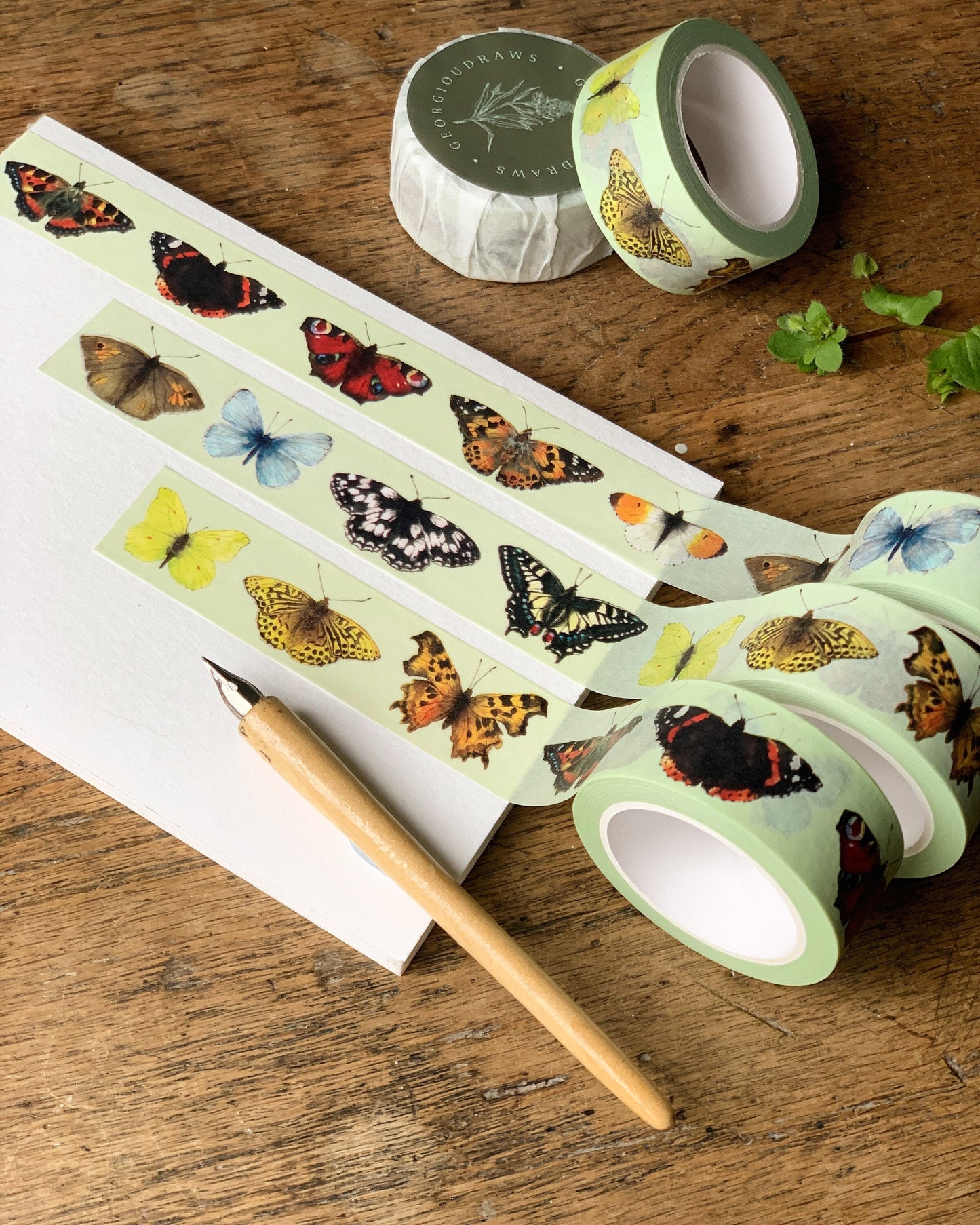 Pack of 3 | British Butterflies Washi Tape | Insect Entomology Butterfly Masking Tape