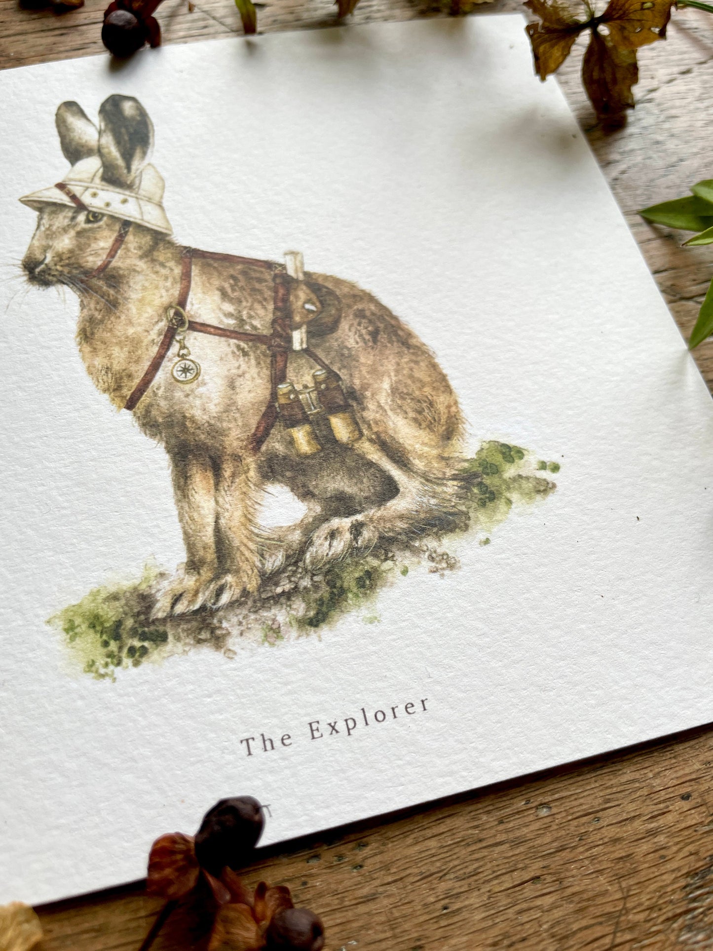 The Explorer Whimsical Animal Square Watercolour Art Print