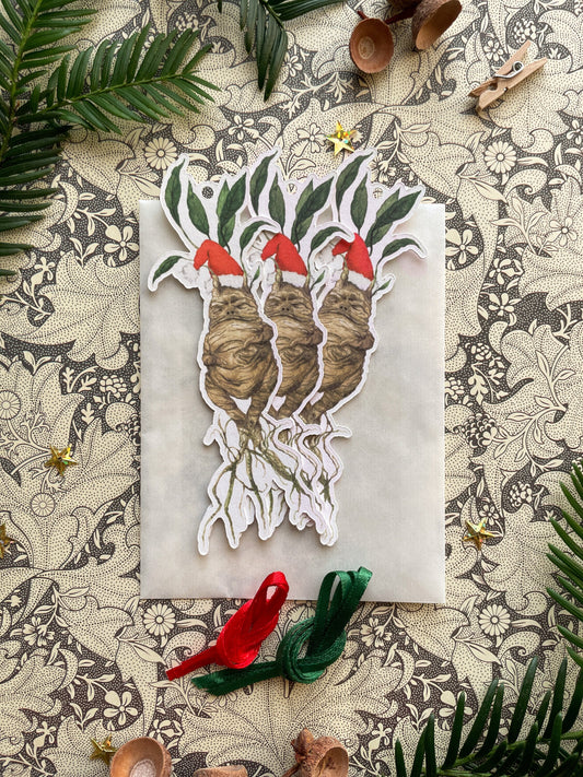 Festive Magical Mandrake Watercolour Cut Out Christmas Tag set