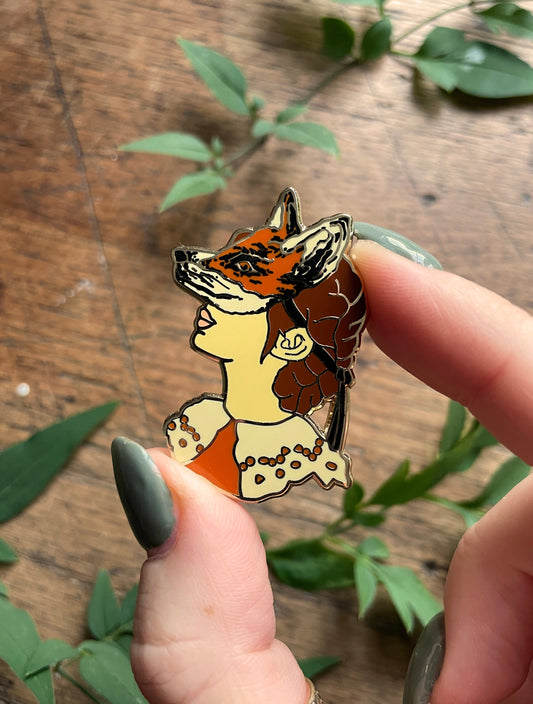SECONDS PIN Fox Mask Enamel Pin Badge | Curious Nature Illustration Art