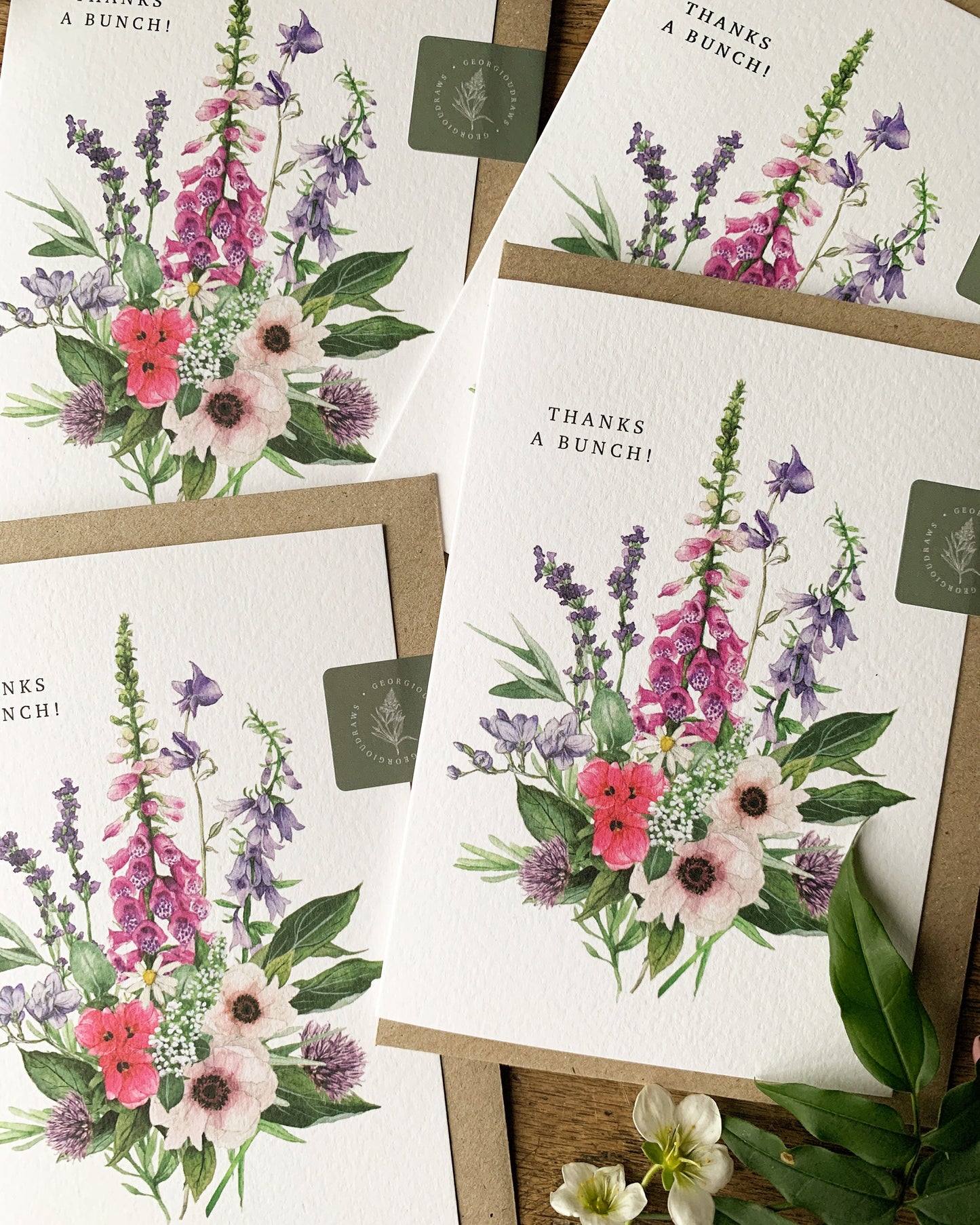 Thanks a Bunch Floral Watercolour Greetings Card