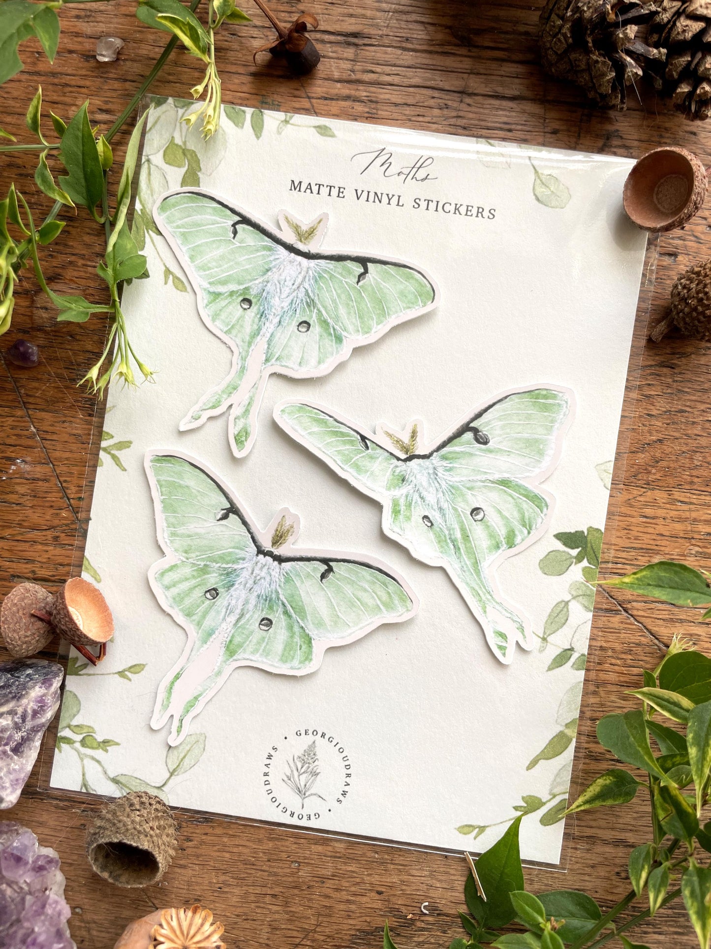 Luna Moths Matt Vinyl Nature Sticker Set
