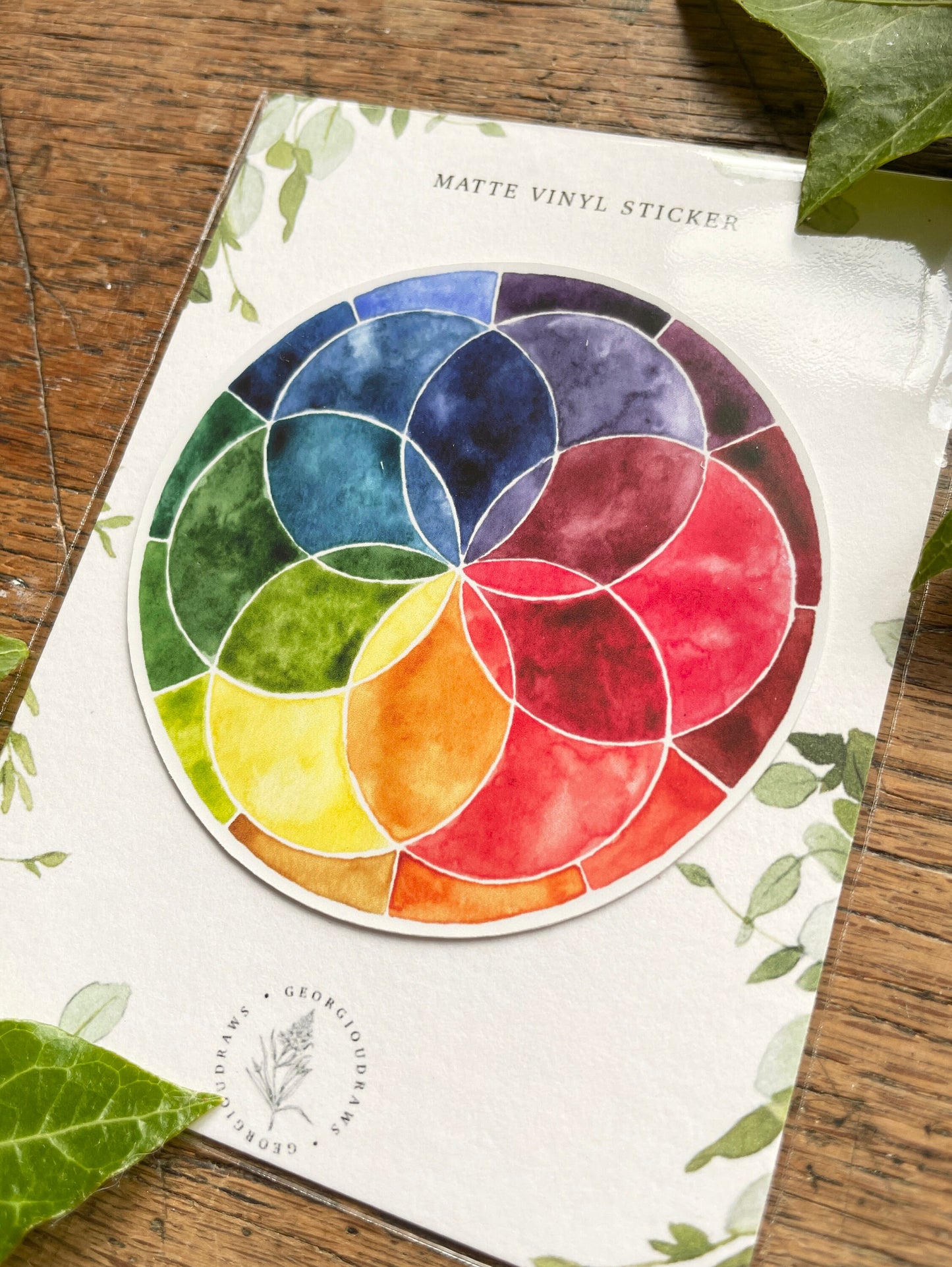 Colour Wheel Matt Vinyl Watercolour Sticker | Illustration Art