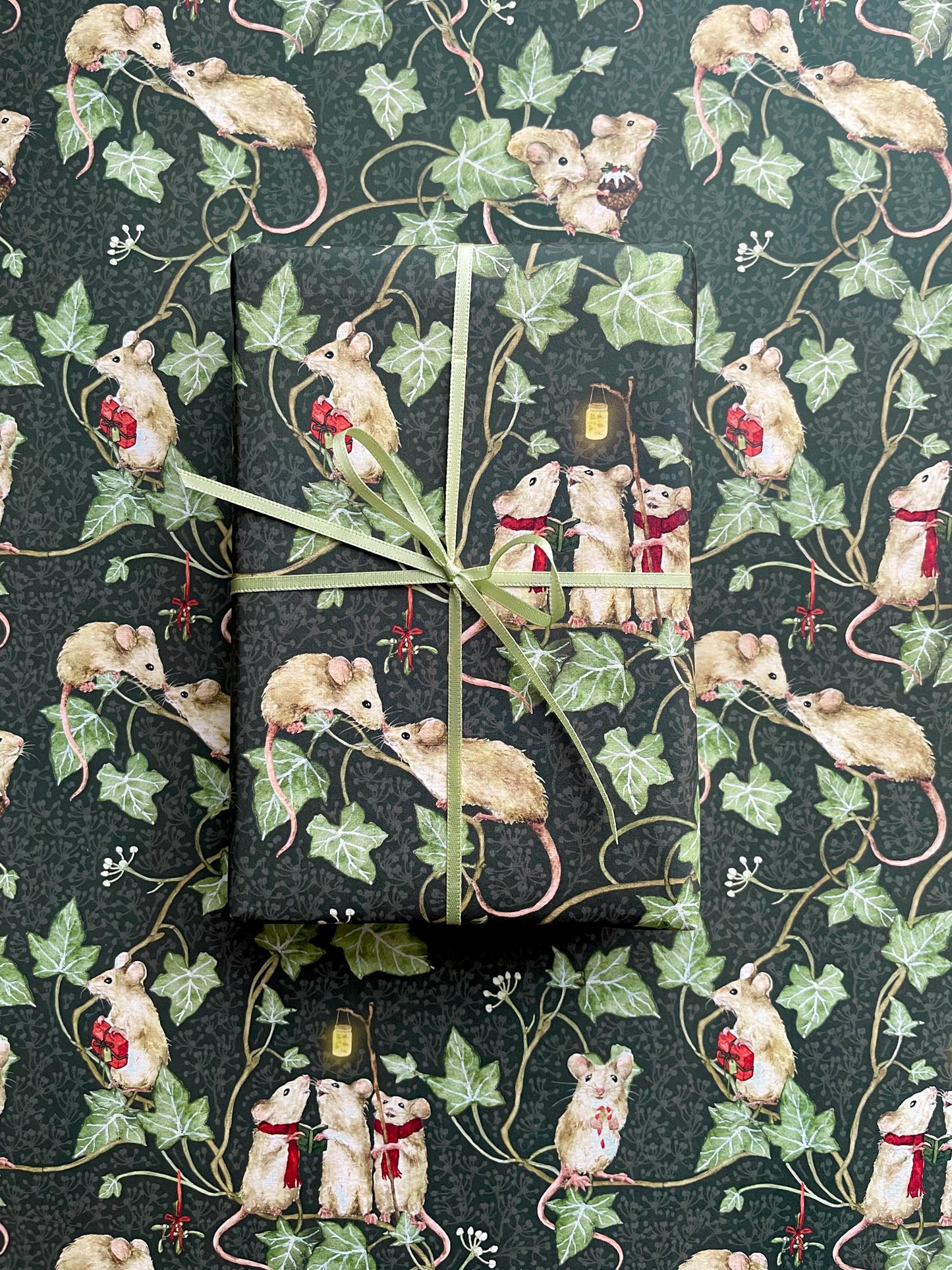 Christmas Mice Luxury Whimsical Wrapping Paper Double Sided