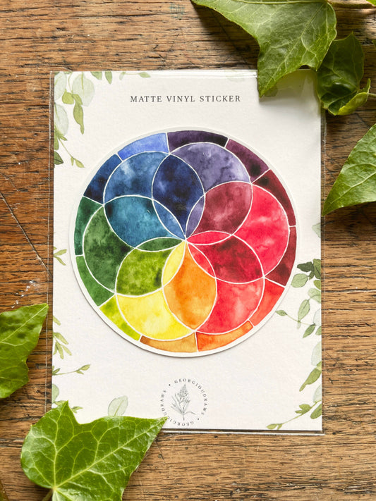 Colour Wheel Matt Vinyl Watercolour Sticker | Illustration Art