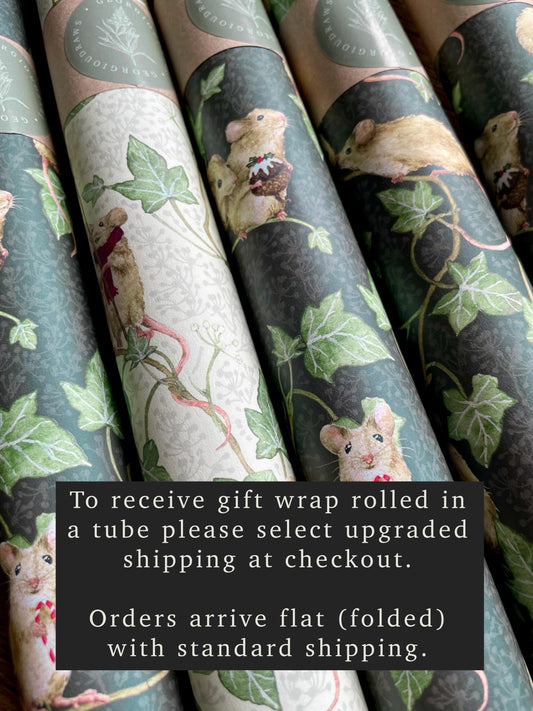 Christmas Mice Luxury Whimsical Wrapping Paper Double Sided