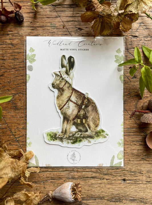 The Explorer Matt Vinyl Sticker | Whimsical Nature Animal Woodland Illustration