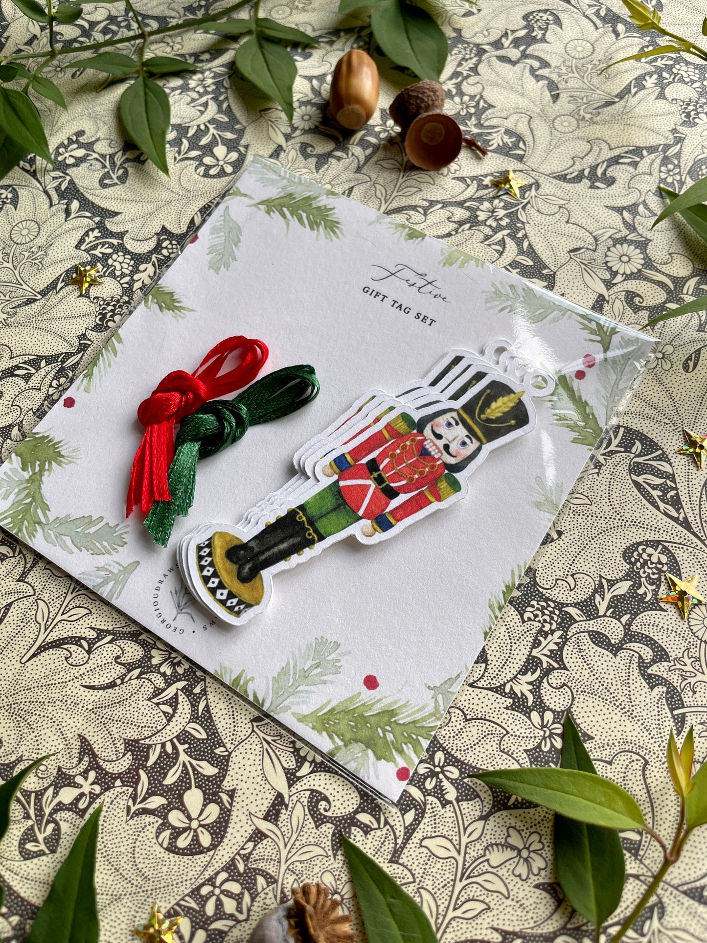 Festive Nutcracker Watercolour Cut Out Christmas Tag set