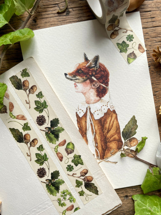 Natural Seeds and Elements Woodland Washi Tape | Botanical watercolour Illustration Art