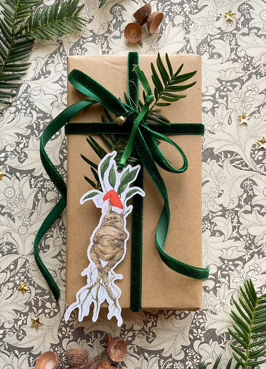 Festive Magical Mandrake Watercolour Cut Out Christmas Tag set