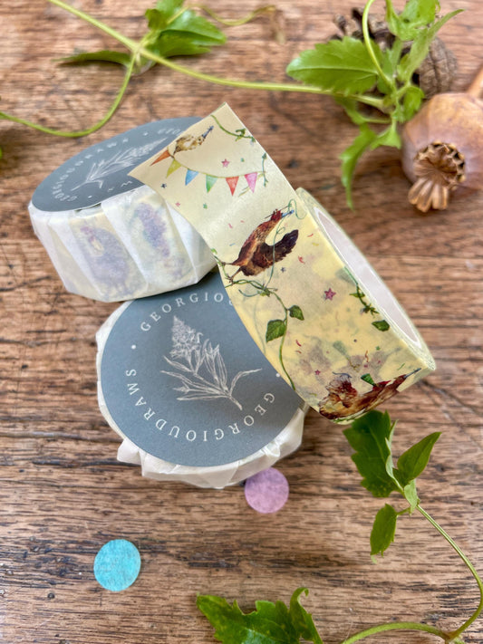 Pack of 3 | Party Chickens Washi Tape | Whimsical Chicken Illustration Masking Tape