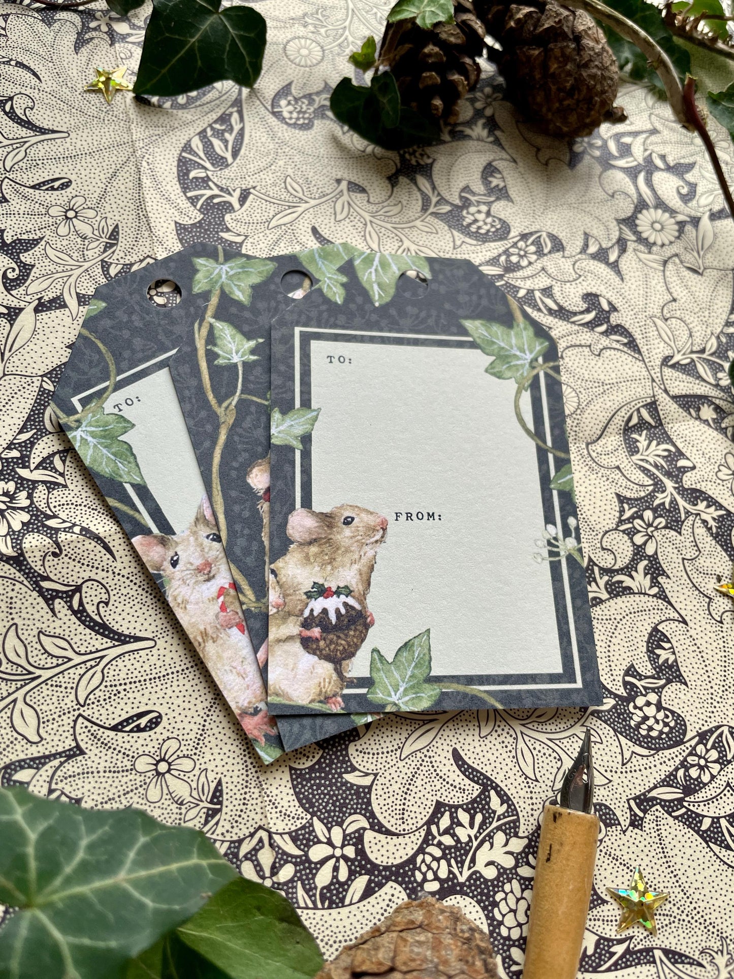 Christmas Mice Luxury Whimsical Gift Tags