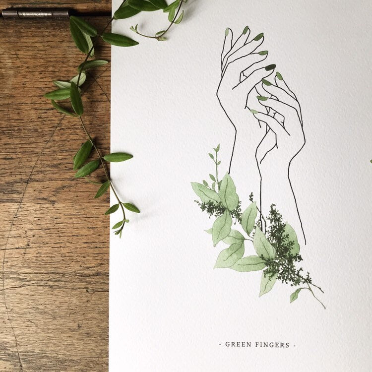 Green Fingers... A4 Botanical Art Print