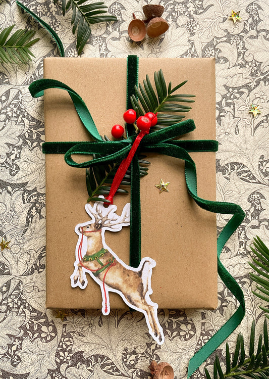 Festive Reindeer Watercolour Cut Out Christmas Tag set