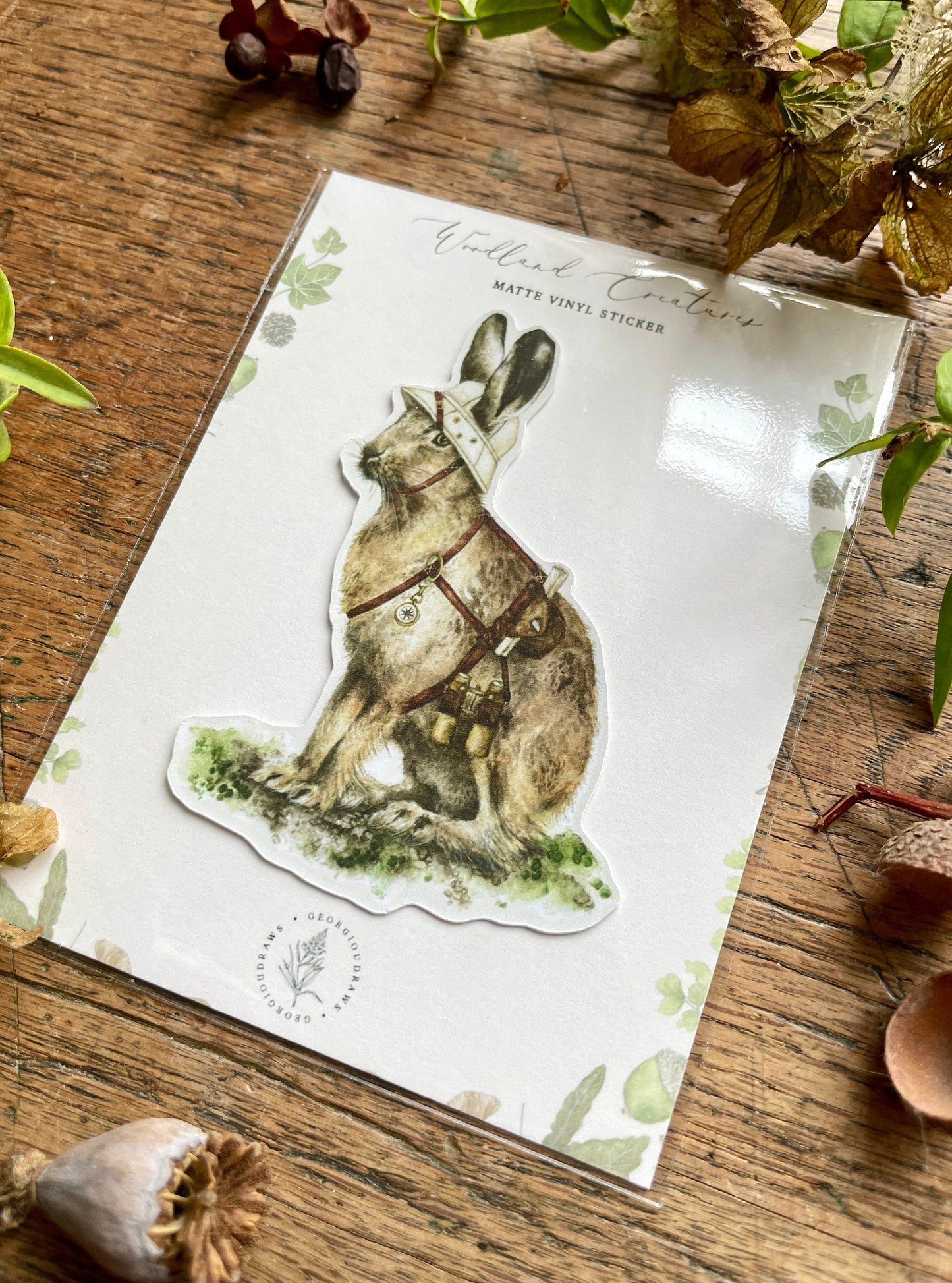 The Explorer Matt Vinyl Sticker | Whimsical Nature Animal Woodland Illustration