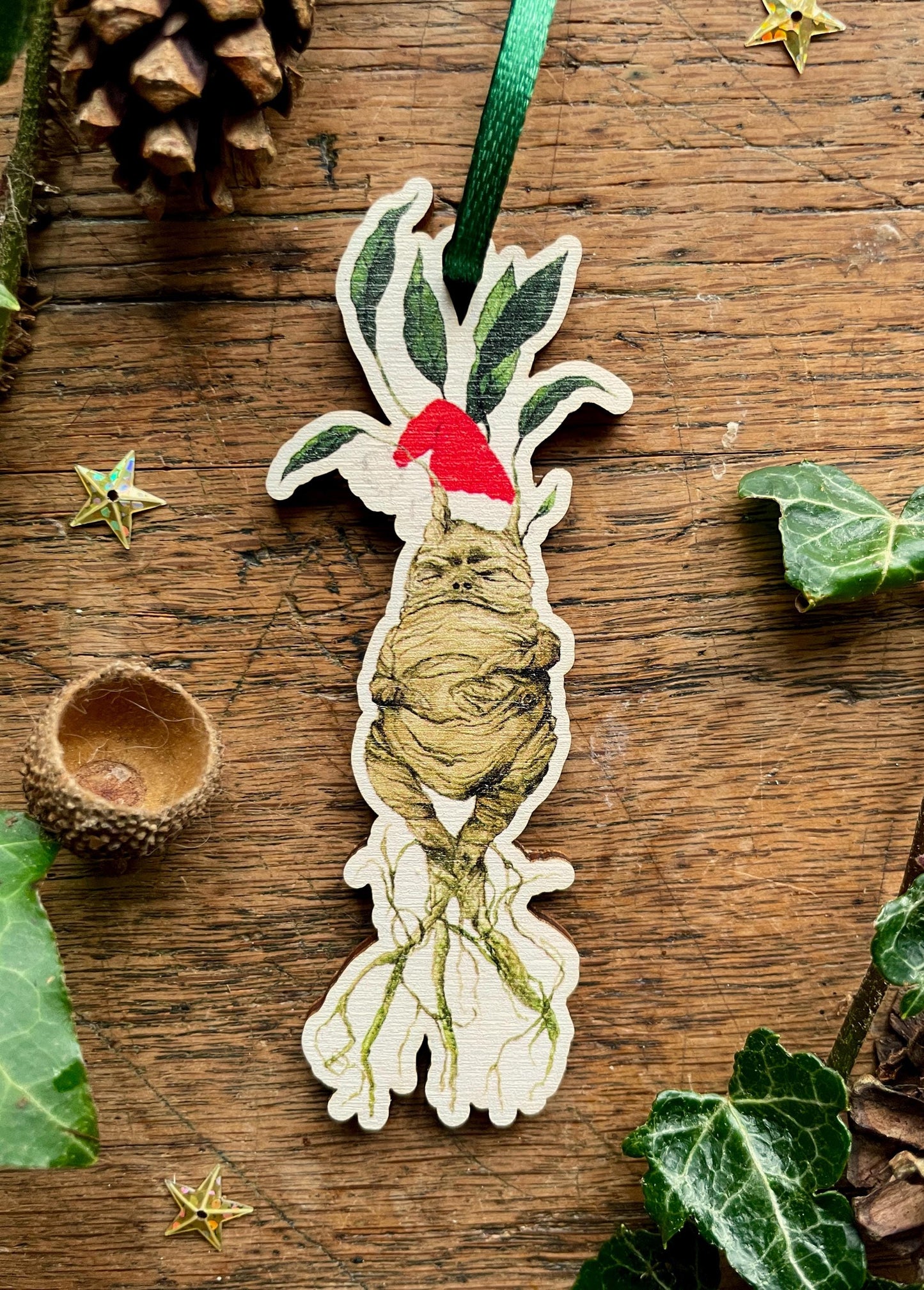 Magical Mandrake Festive Wooden Christmas Decoration