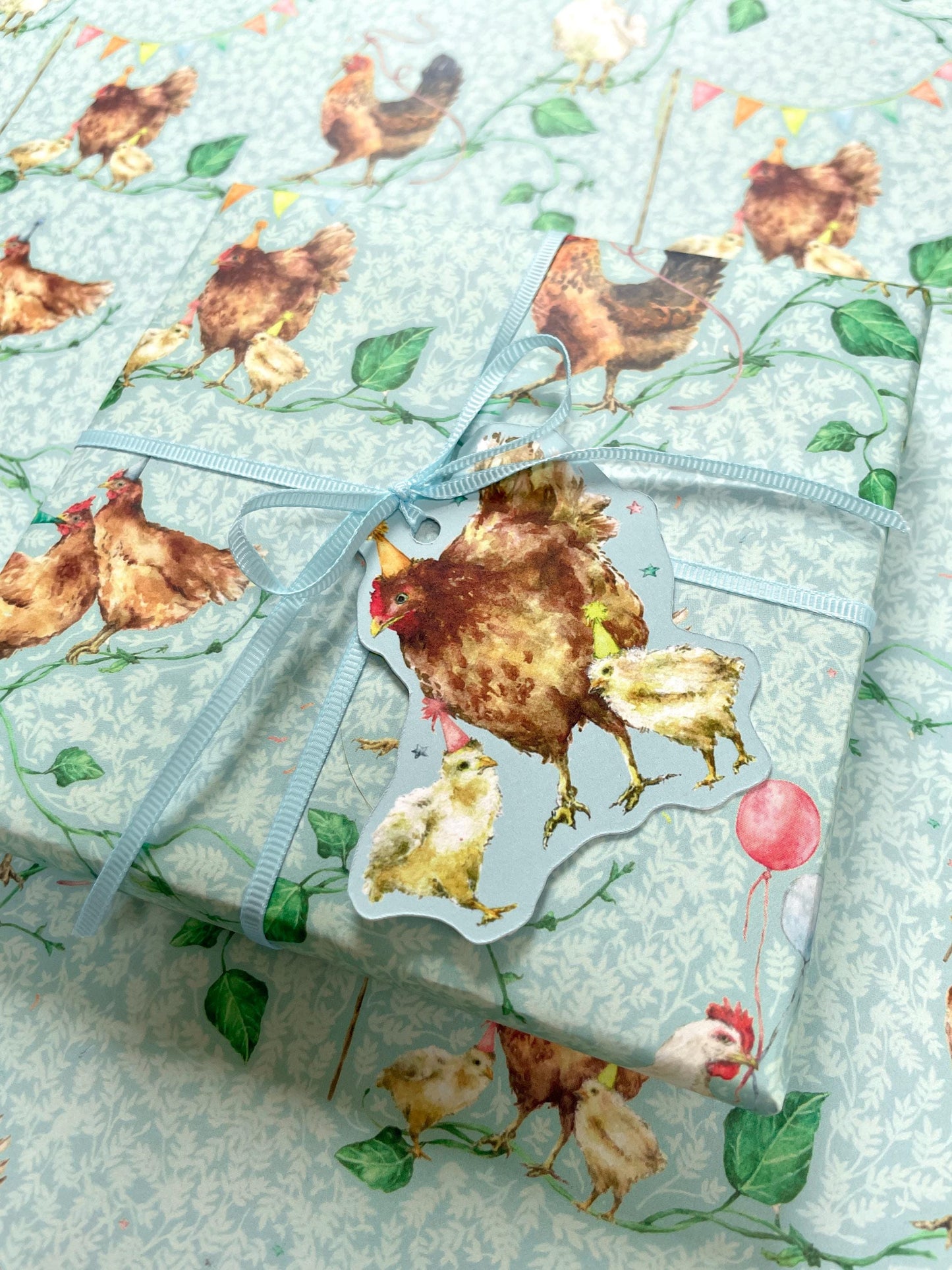Party Chickens Luxury Whimsical Wrapping Paper Double Sided
