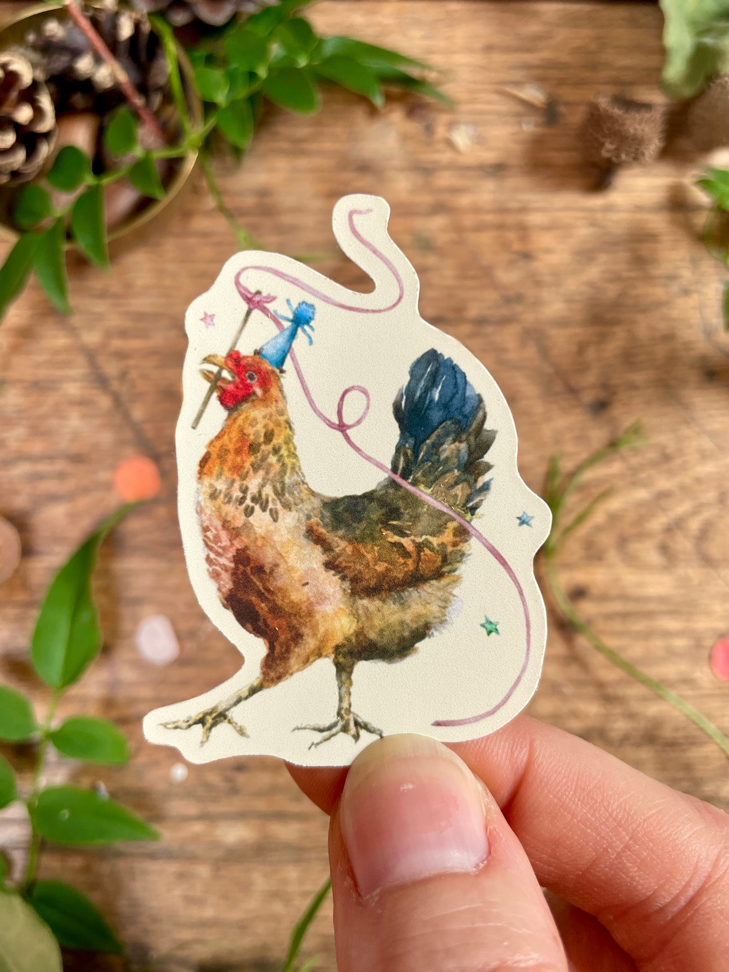 Party Chickens Whimsical Watercolour Gift Wrap Sticker Set