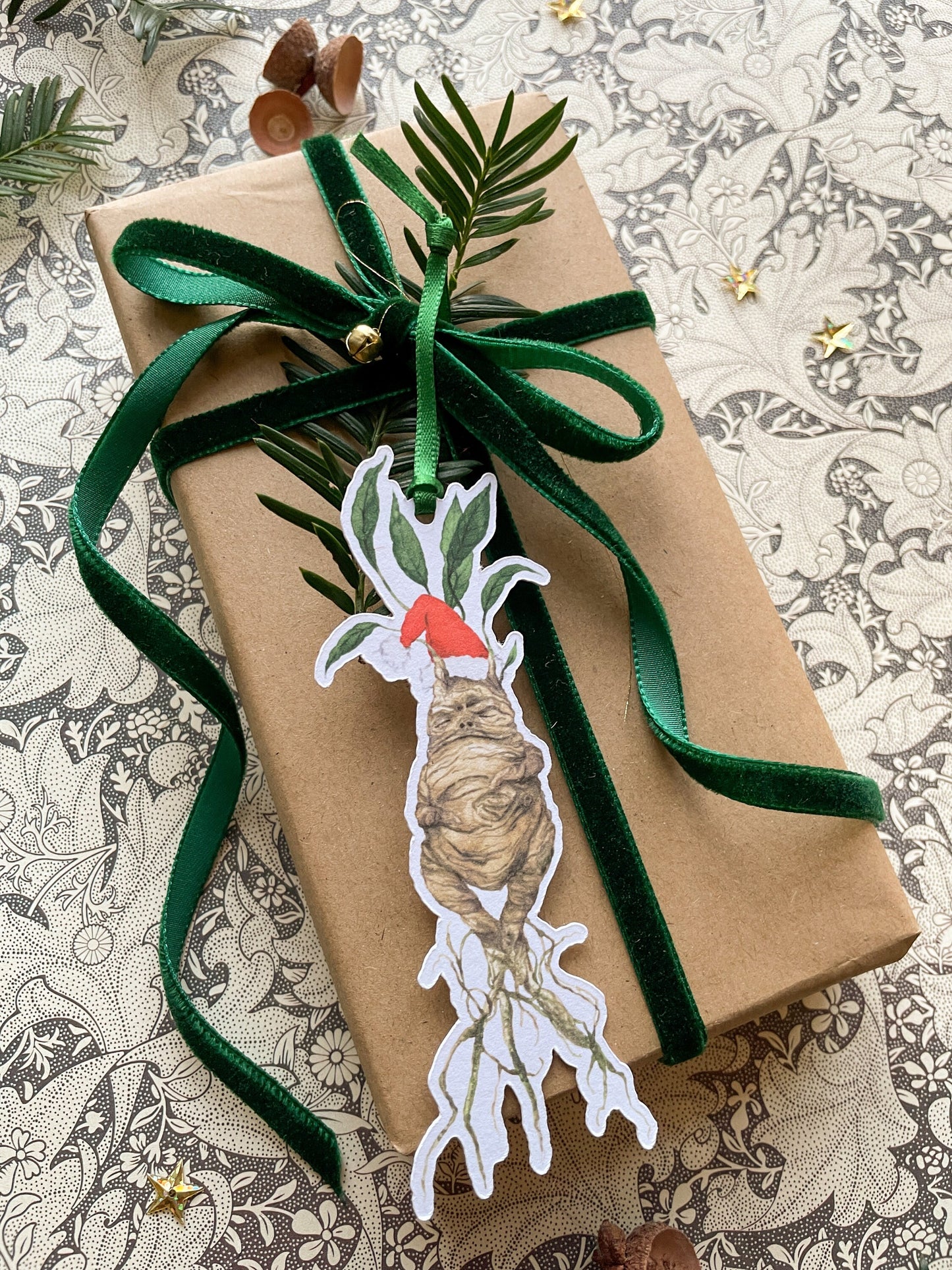 Festive Magical Mandrake Watercolour Cut Out Christmas Tag set