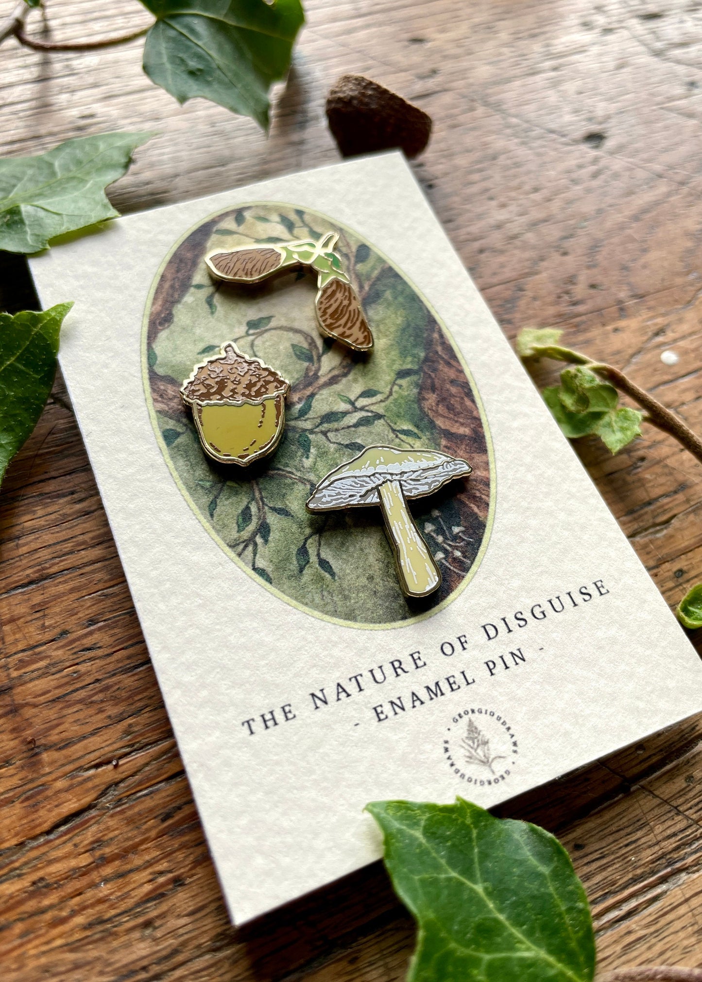 Woodland Seeds Mini Enamel Pin Badge Set | Nature Illustration Art