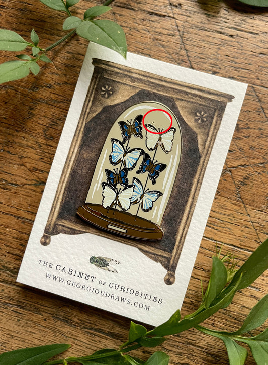 SECONDS PIN Butterfly Dome Enamel Pin Badge | Entomology Taxidermy Art