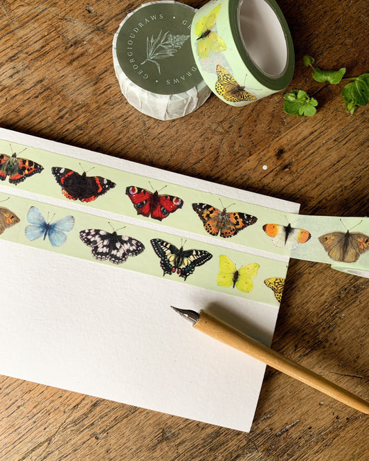 Pack of 3 | British Butterflies Washi Tape | Insect Entomology Butterfly Masking Tape