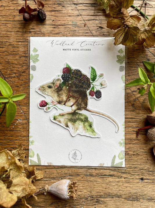 The Harvester Matt Vinyl Sticker | Whimsical Nature Animal Woodland Illustration