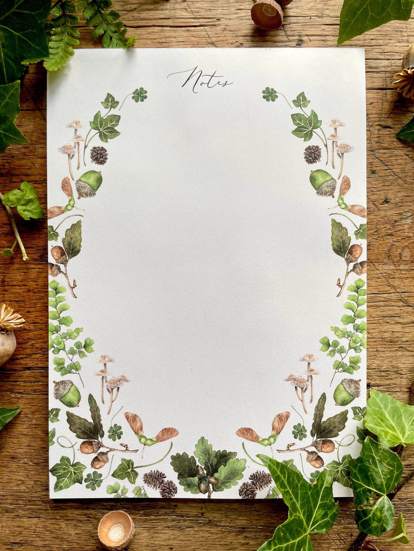 Natural Woodland Elements Botanical Watercolour Notepad | Botanical Watercolour Stationery