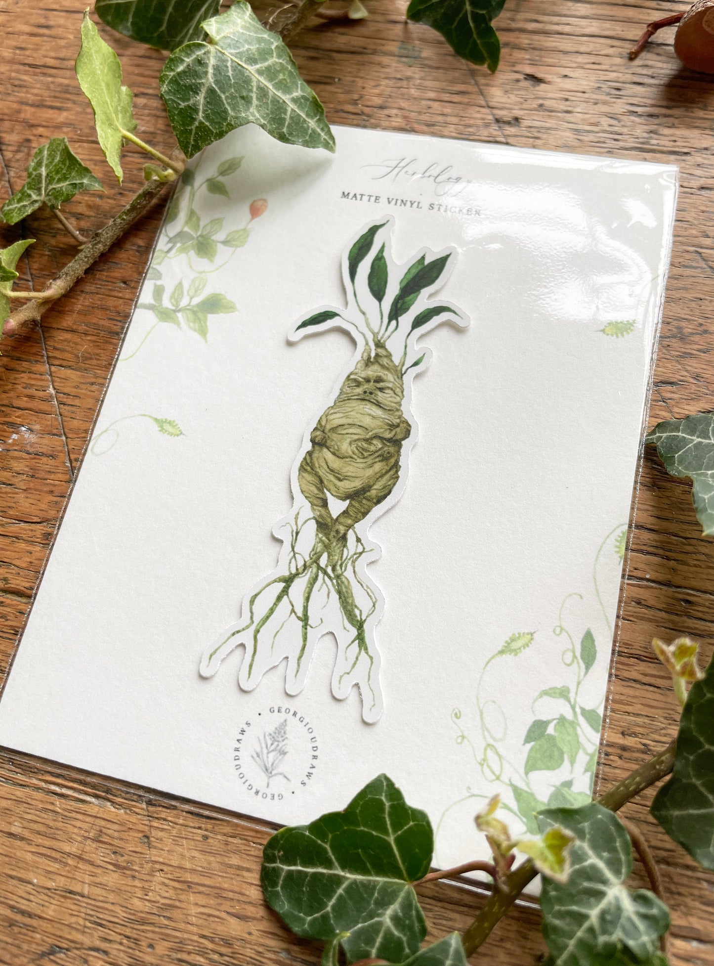 Mandrake Matt Vinyl Sticker | Magical Herbology Stationery Art