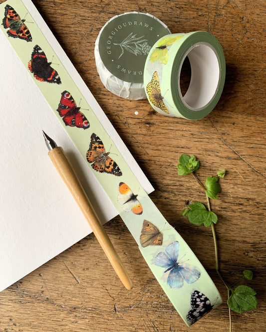 Pack of 3 | British Butterflies Washi Tape | Insect Entomology Butterfly Masking Tape
