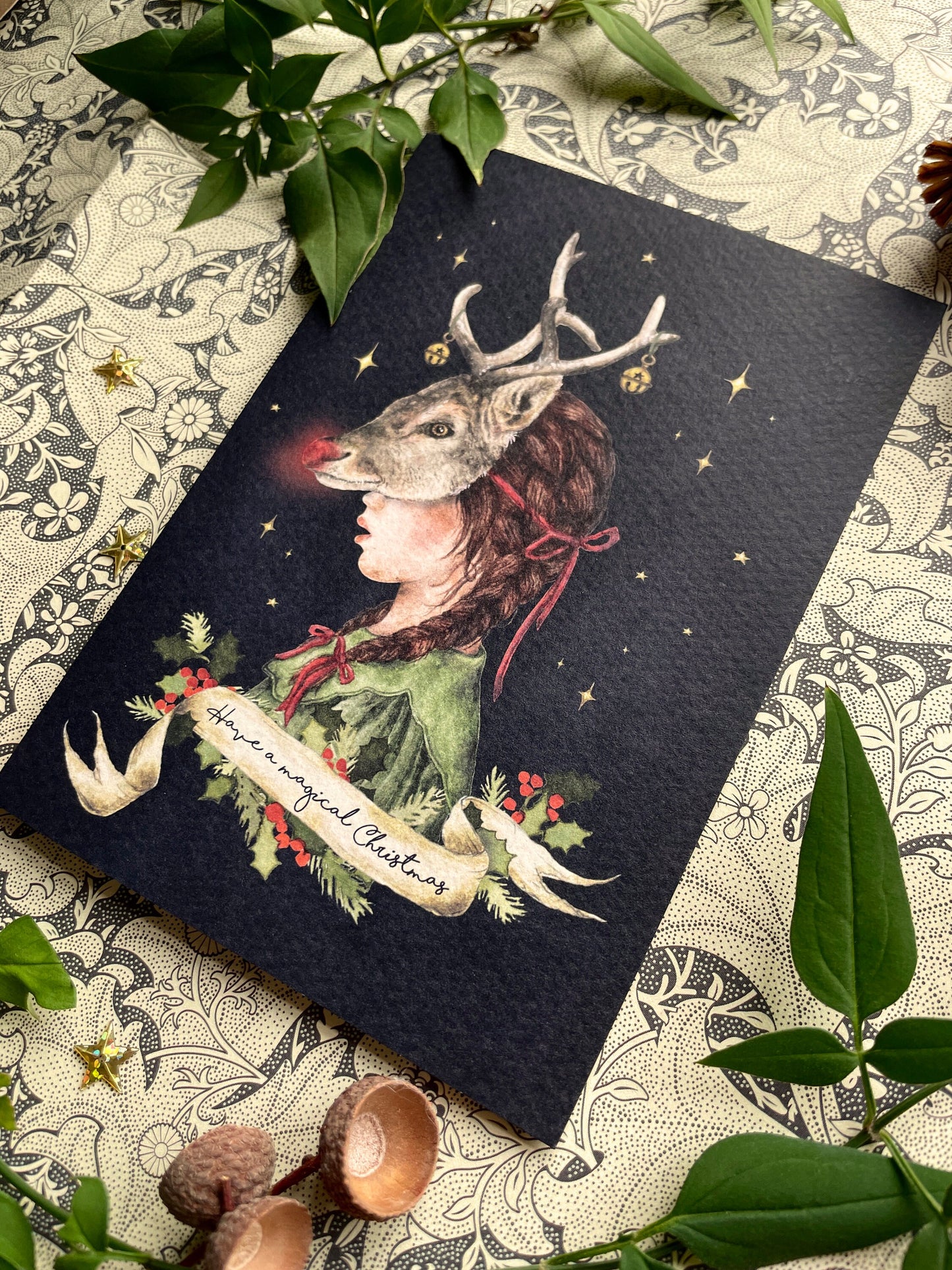 Have a Magical Christmas Watercolour Rudolph Greetings Card