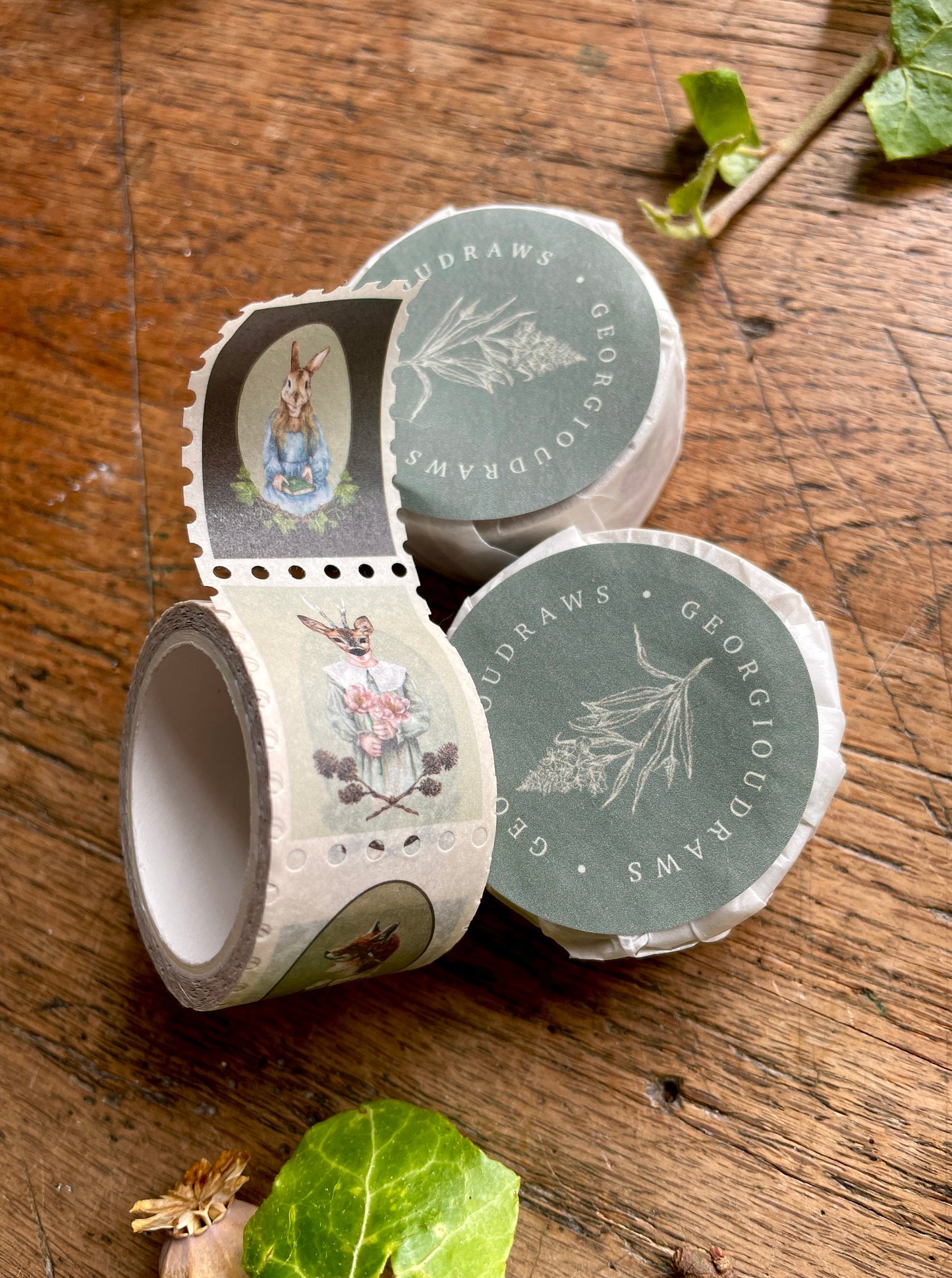 Pack of 3 | The Nature of Disguise Animal Masks Stamp Washi Tape | Curious watercolour Illustration
