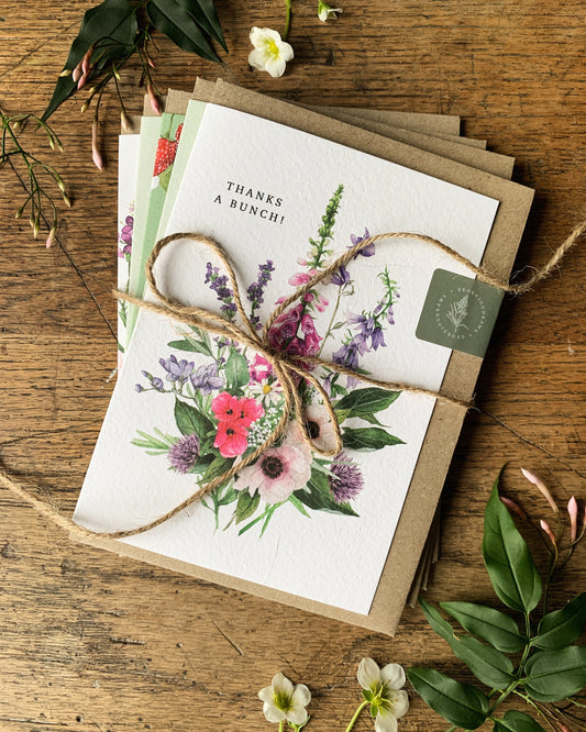 Floral Botanical Watercolour Greetings Card Bundle - Pack of 5