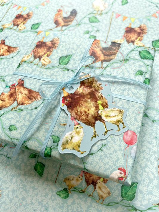 Party Chickens Whimsical Watercolour Gift Tags