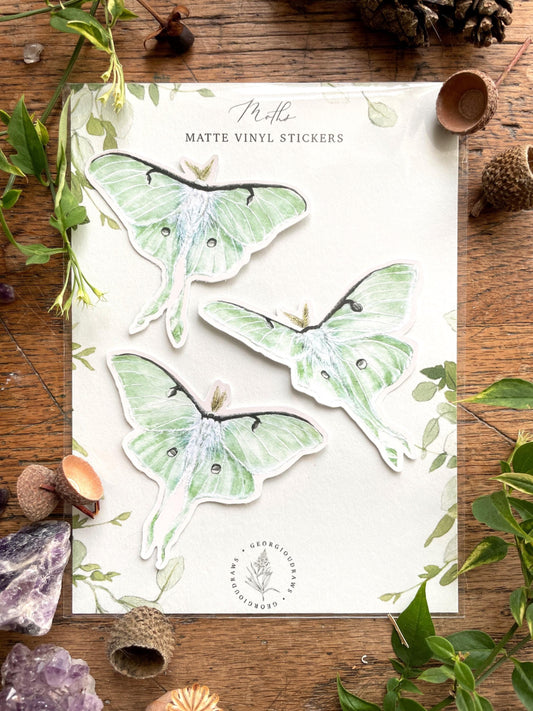 Luna Moths Matt Vinyl Nature Sticker Set