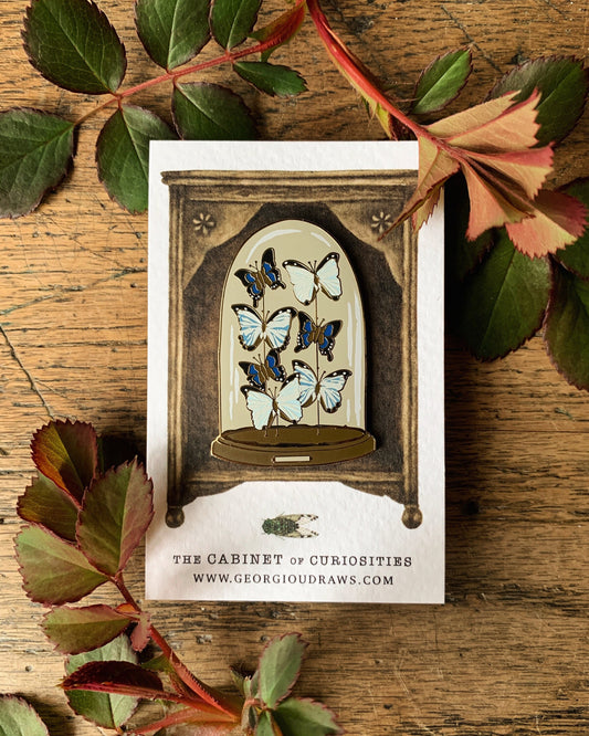 Butterfly Dome Enamel Pin Badge | Entomology Taxidermy Art