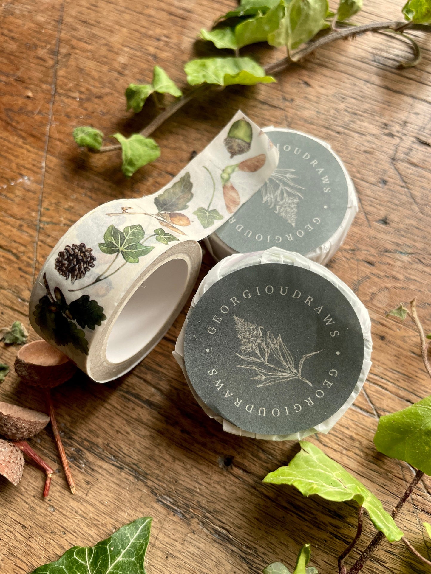 Natural Seeds and Elements Woodland Washi Tape | Botanical watercolour Illustration Art