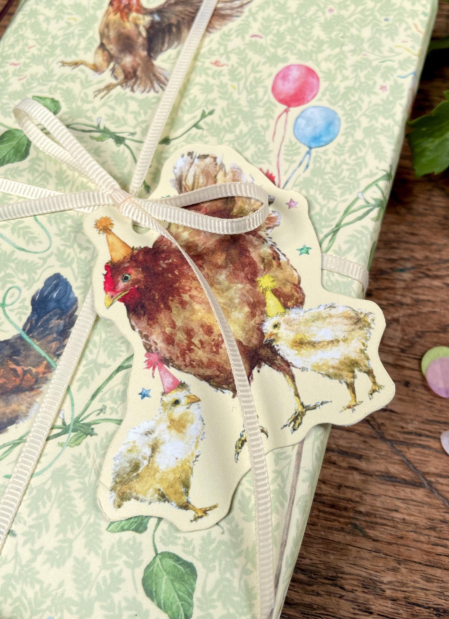 Party Chickens Whimsical Watercolour Gift Tags