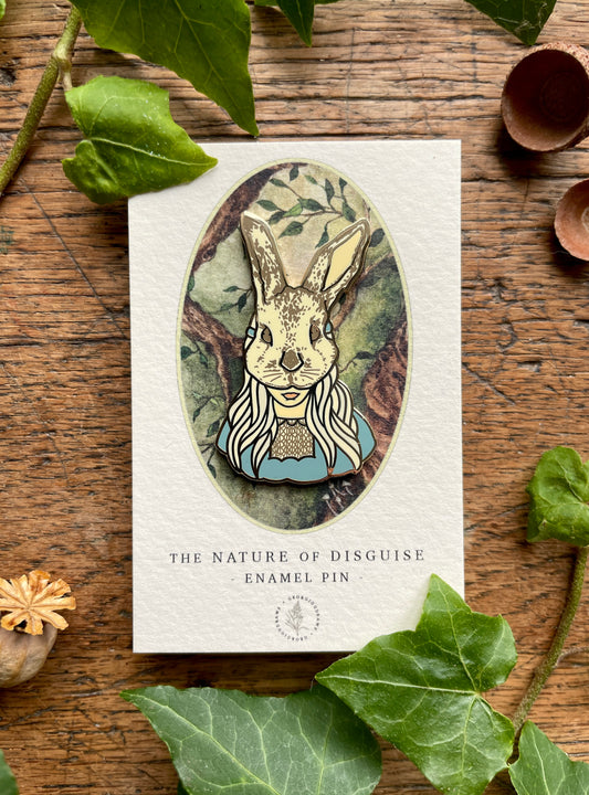 Girl in Rabbit Mask Enamel Pin Badge | Curious Nature Illustration Art