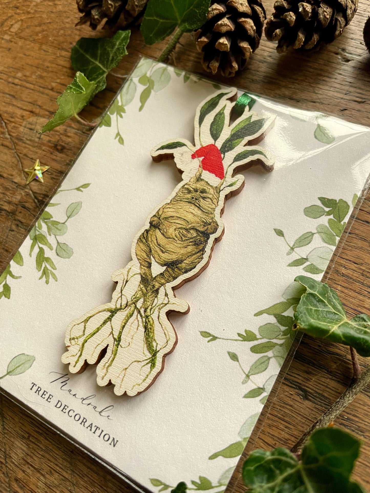 Magical Mandrake Festive Wooden Christmas Decoration