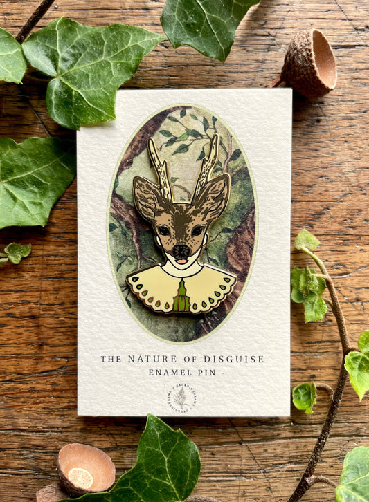 Girl in Deer Mask Enamel Pin Badge | Curious Nature Illustration Art